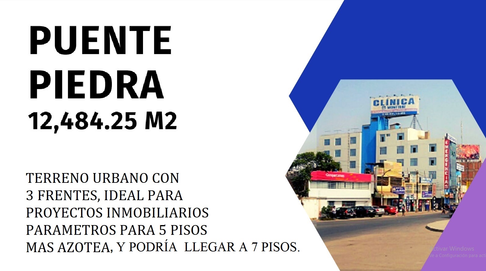 VENTA DE TERRENO COMERCIAL / VIVIENDA DE 12,484 M2., DISTRITO DE PUENTE PIEDRA, EXCELENTE UBICACIÓN CON 3 FRENTES