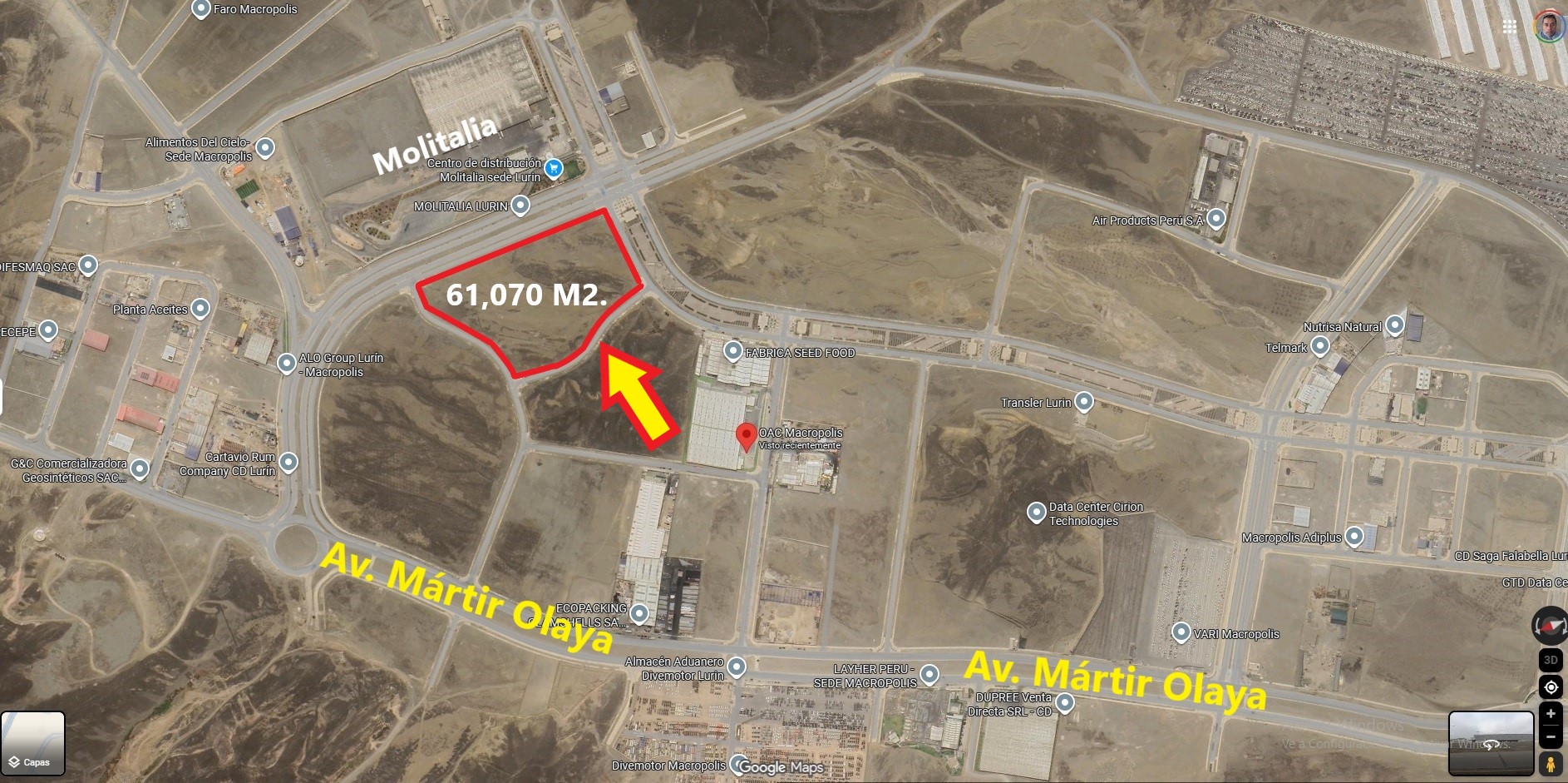 VENTA DE TERRENO INDUSTRIAL I3, DE 61,070 M2., DISTRITO DE LURÍN, CIUDAD INDUSTRIAL MACROPOLIS
